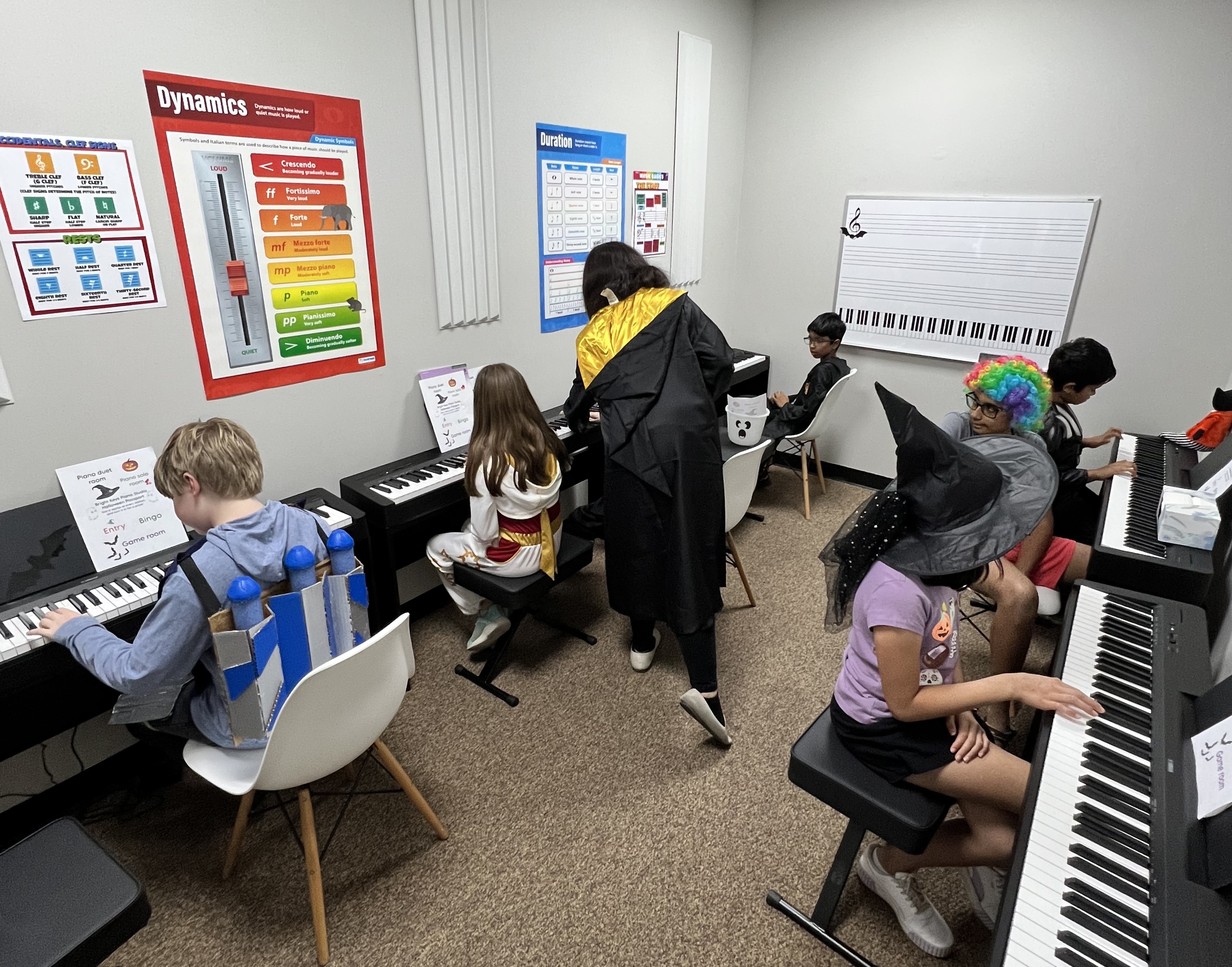 Bright Keys Piano Studio group lesson with students learning together